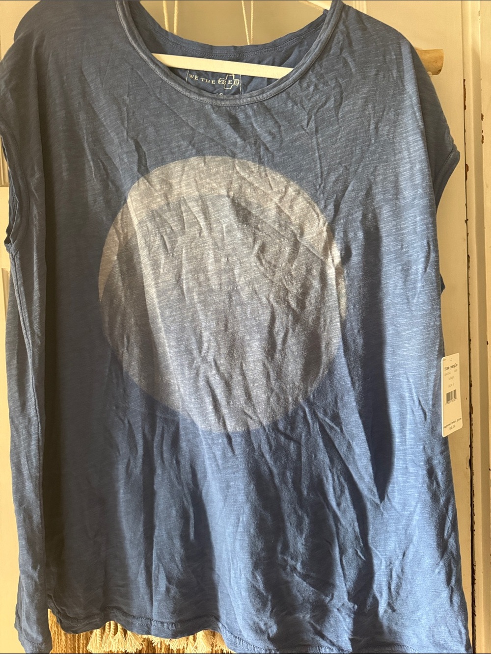 We The Free Blue Graphic Tank Top with Circle Print L